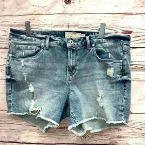 Torrid "First At Fit" Jean Shorts Distressed, Hi-Rise , Blue, Stretchy Size 18